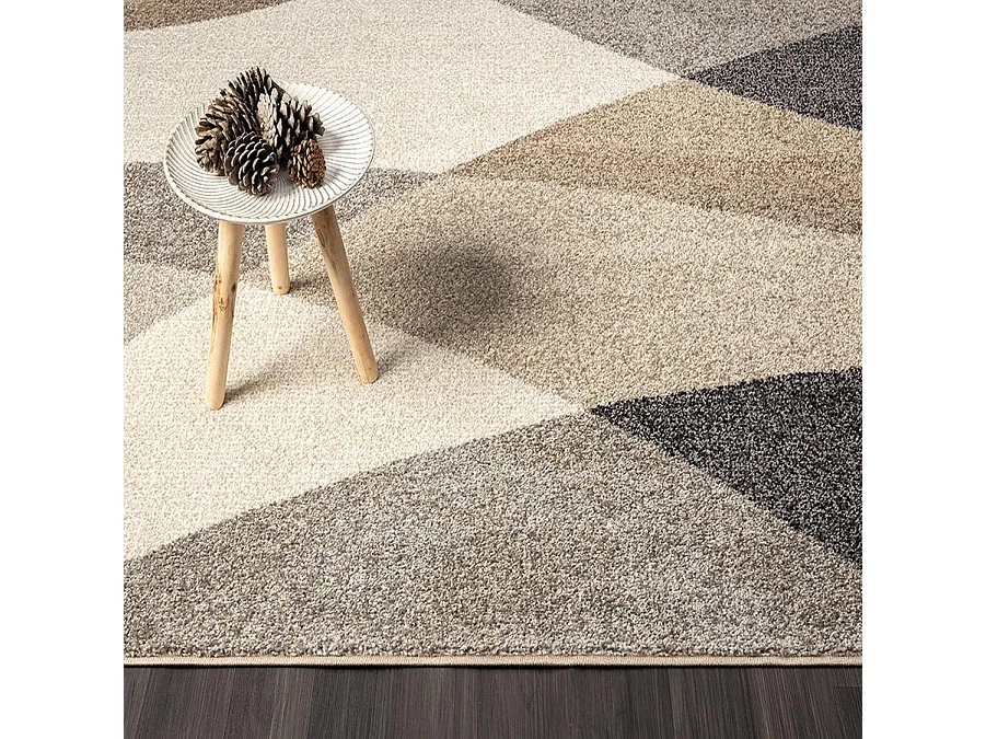 Tapis Pearl moderne salon découpe contour, Beige, 240 x 330 cm