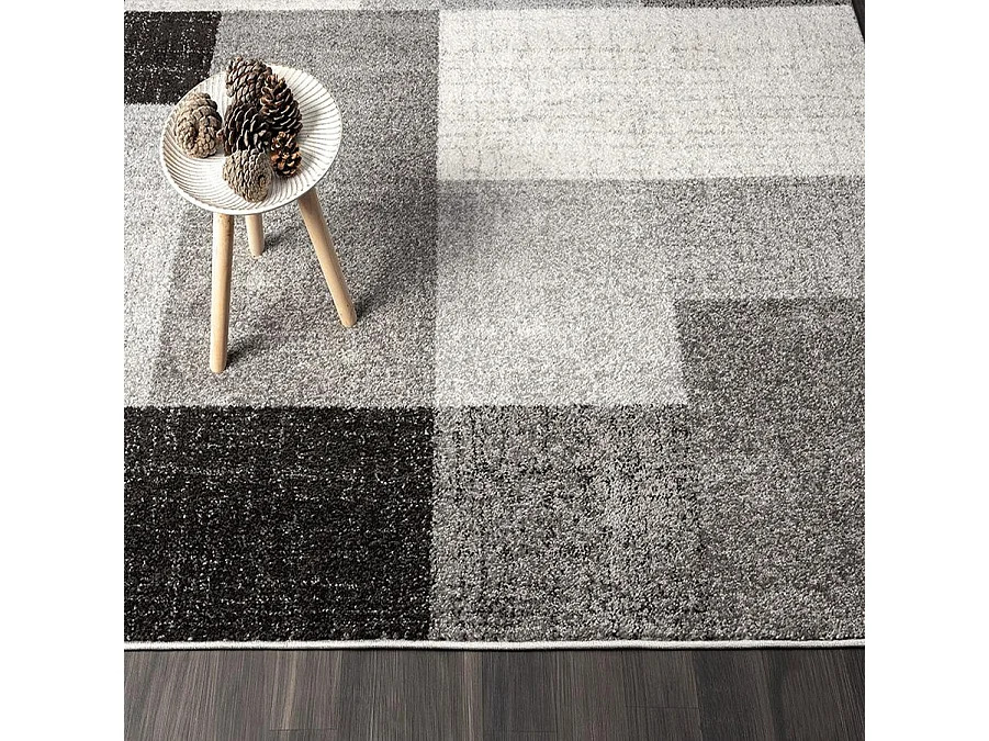 Tapis Pearl moderne salon géométrique, Gris, 200 x 280 cm