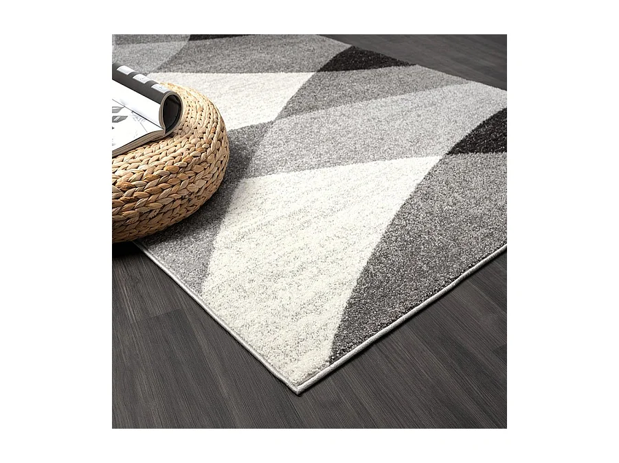 Tapis Pearl moderne salon découpe contour, Gris, 160 x 220 cm