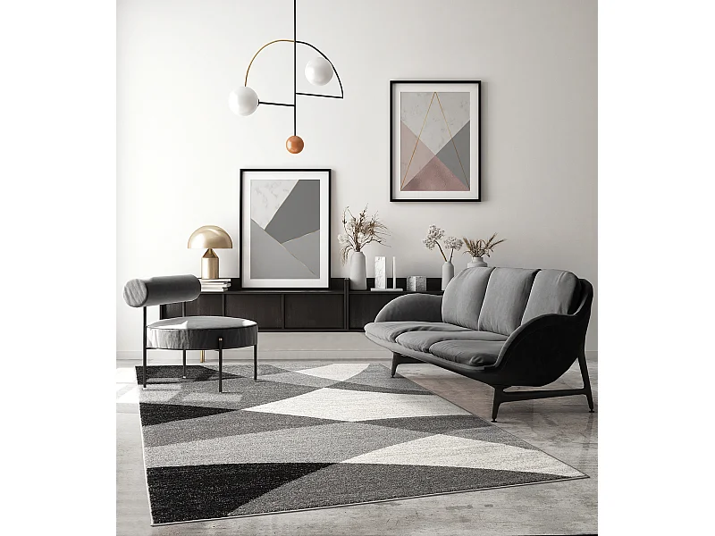 Tapis Pearl moderne salon découpe contour, Gris, 160 x 220 cm