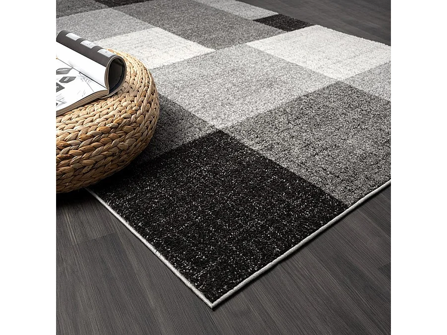 Tapis Pearl moderne salon géométrique, Gris, 80 x 140 cm