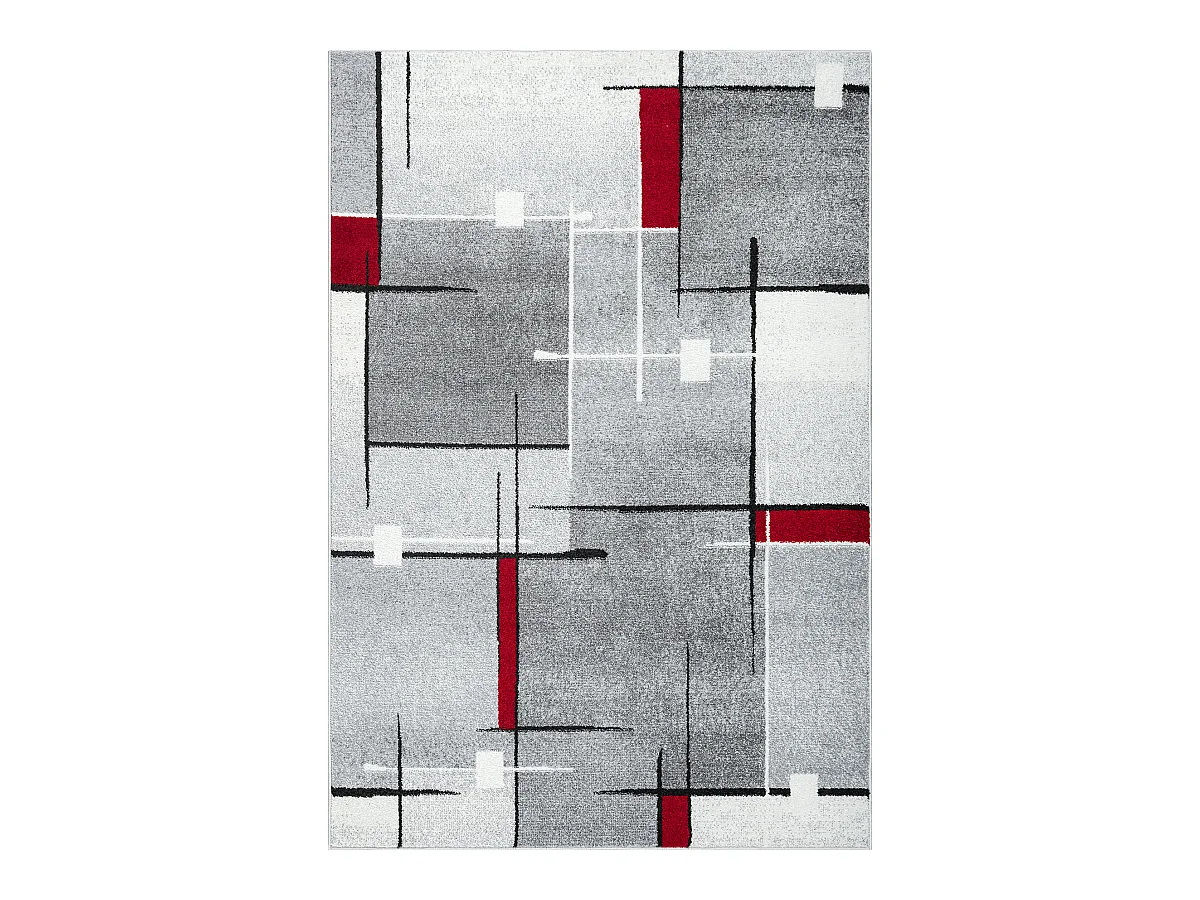 Dywan Pearl Nowoczesny Salon Krótki stos, Szary Czerwony, 200 x 280 cm