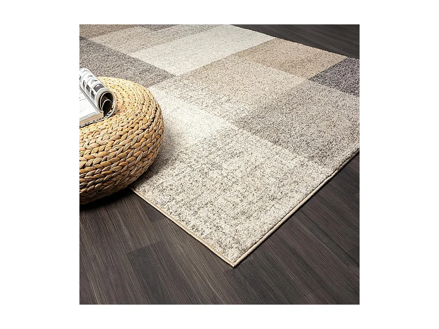 Tapis Pearl moderne salon géométrique, Beige, 80 x 140 cm