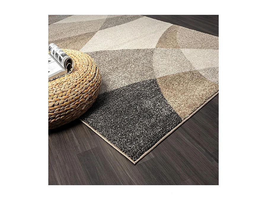 Tapis Pearl moderne salon découpe contour, Beige, 80 x 140 cm