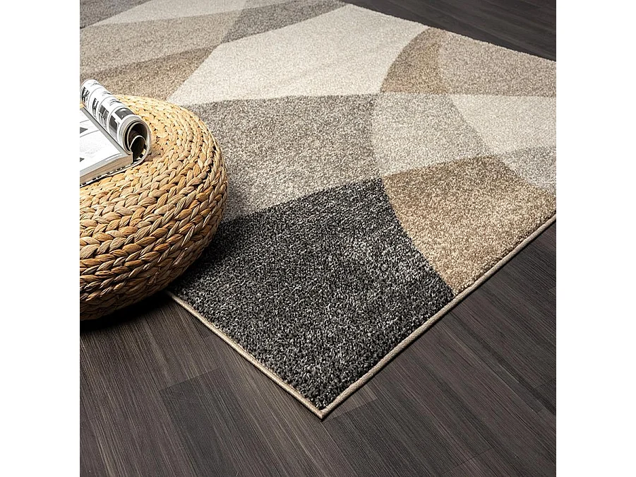 Tapis Pearl moderne salon découpe contour, Beige, 80 x 140 cm