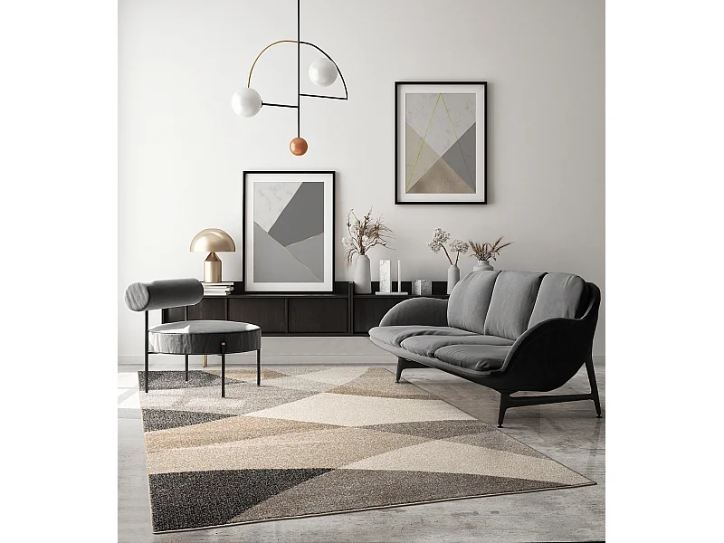 Tapis Pearl moderne salon découpe contour, Beige, 80 x 140 cm