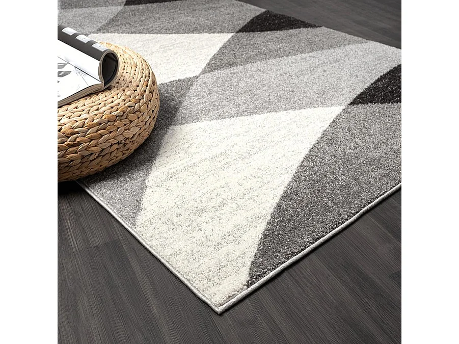 Tapis Pearl moderne salon découpe contour, Gris, 240 x 330 cm