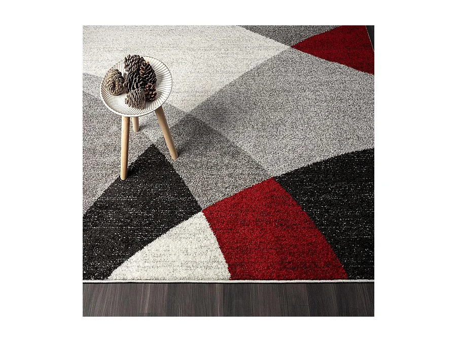 Alfombra Pearl Salón morno Corte contorno, Gris Rojo, 240 x 330 cm