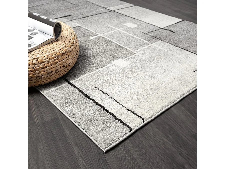 Tapis Pearl moderne salon poil court, Gris, 140 x 200 cm