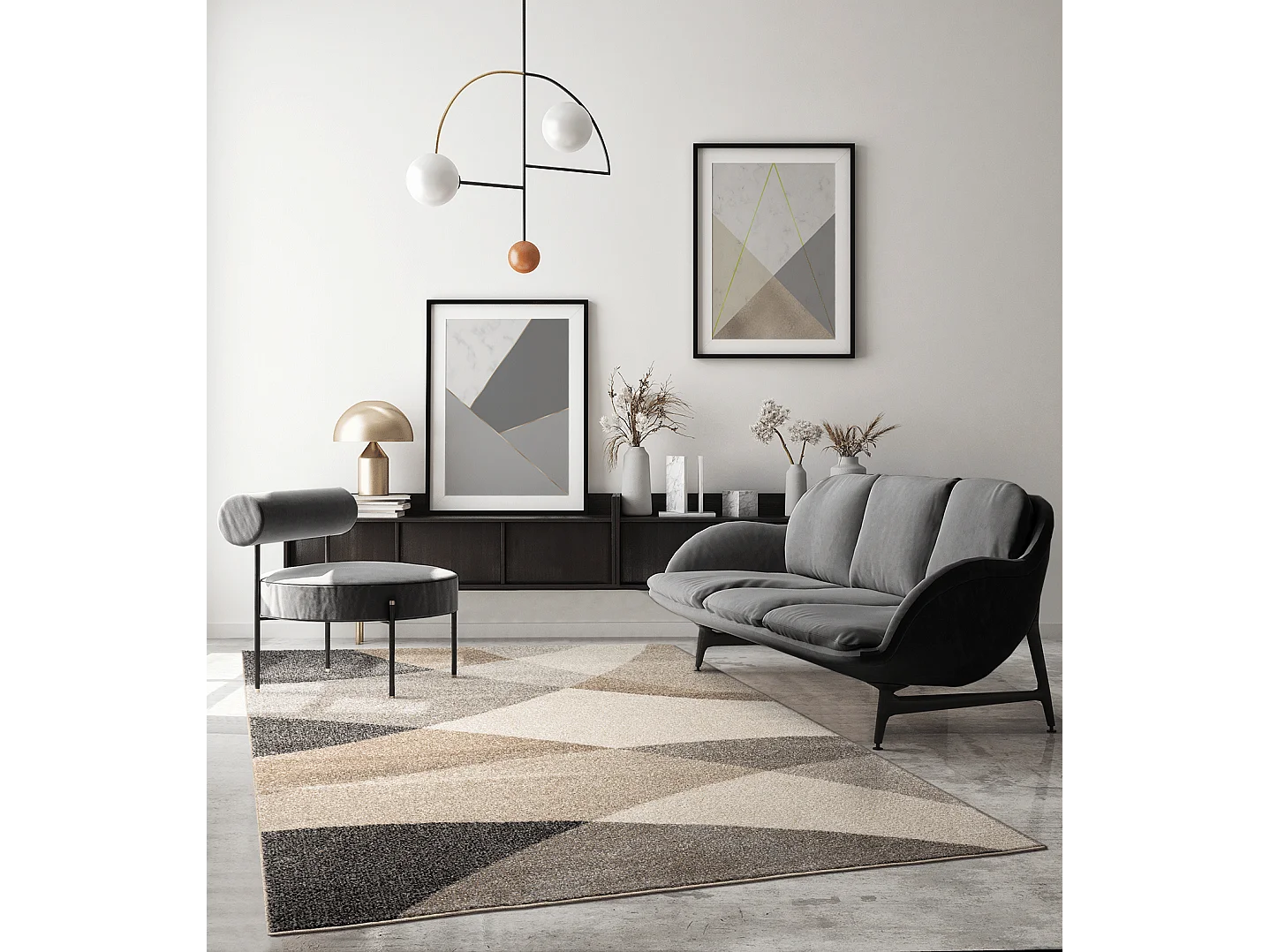 Tapijt Pearl Moderne Woonkamer Contoursnede, Beige, 140 x 200 cm