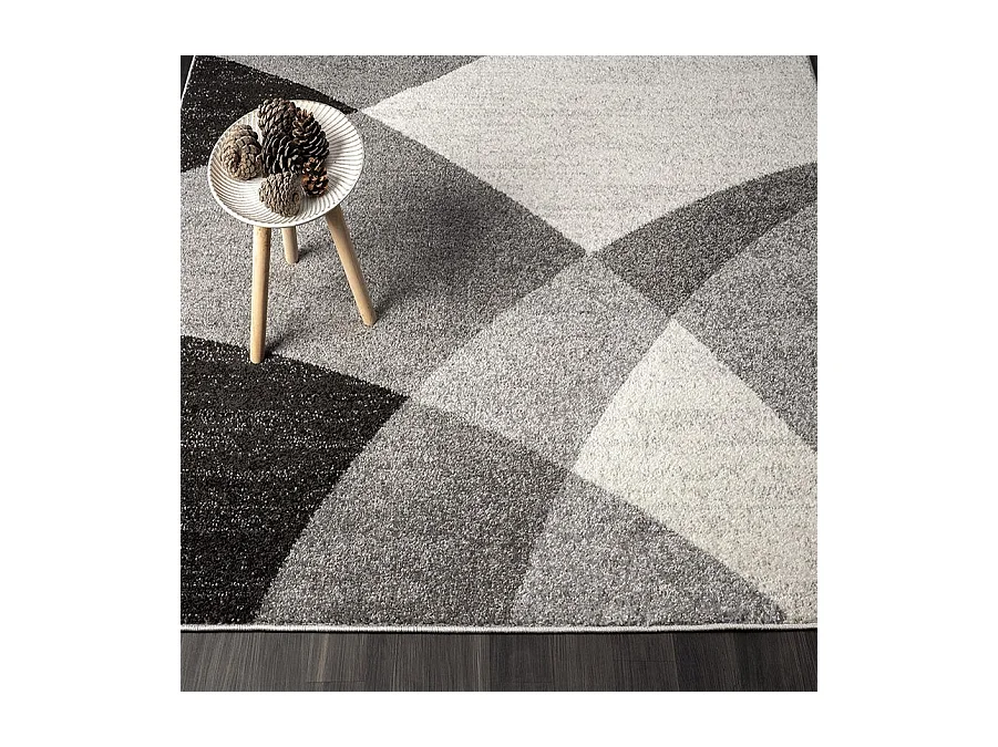 Tapis Pearl moderne salon découpe contour, Gris, 80 x 140 cm