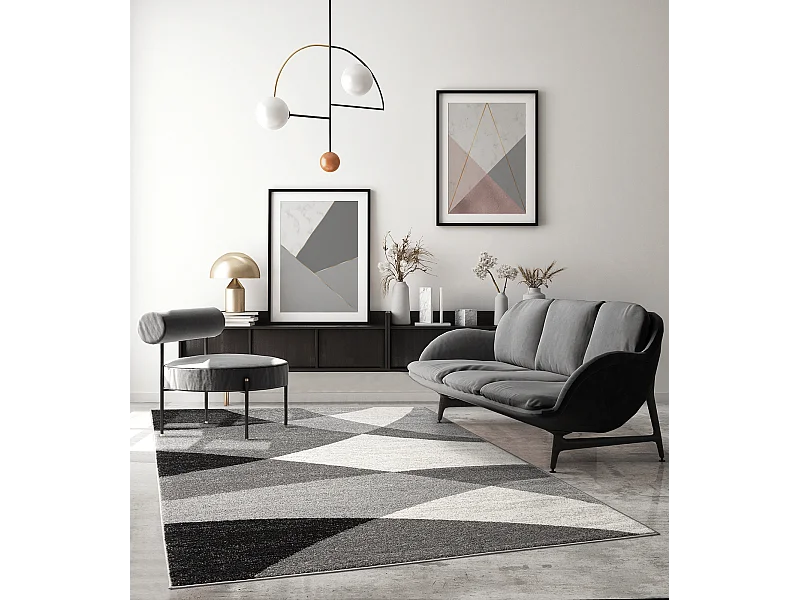 Tapis Pearl moderne salon découpe contour, Gris, 80 x 140 cm