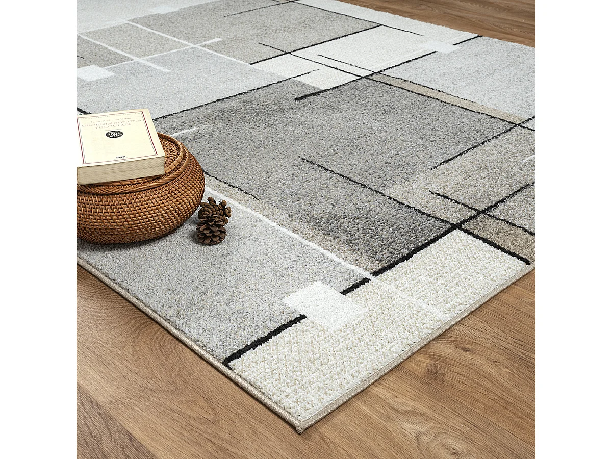 Tapis Pearl moderne salon poil court, Beige, 80 x 140 cm