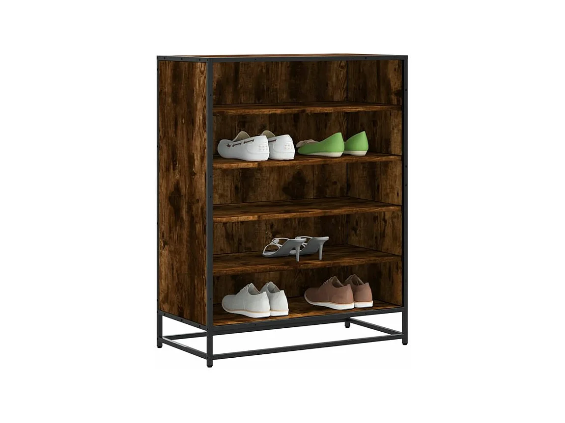 Meuble à chaussures chêne fumé bois d'ingénierie et métal