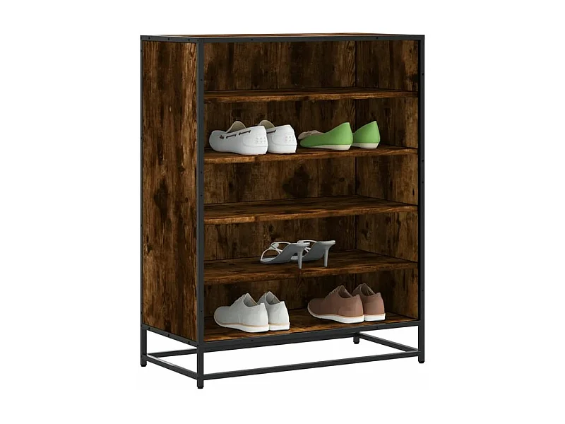 Meuble à chaussures chêne fumé bois d'ingénierie et métal