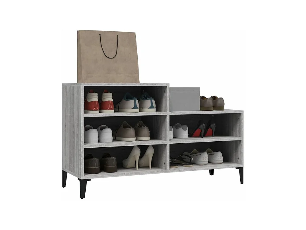 Armoire à chaussures Sonoma gris 102x36x60 Bois d'ingénierie