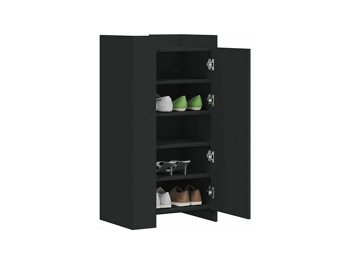 Armoire à chaussures en bois Lika L52xP37.5xH100 - Compacte et moderne-Couleur Noir