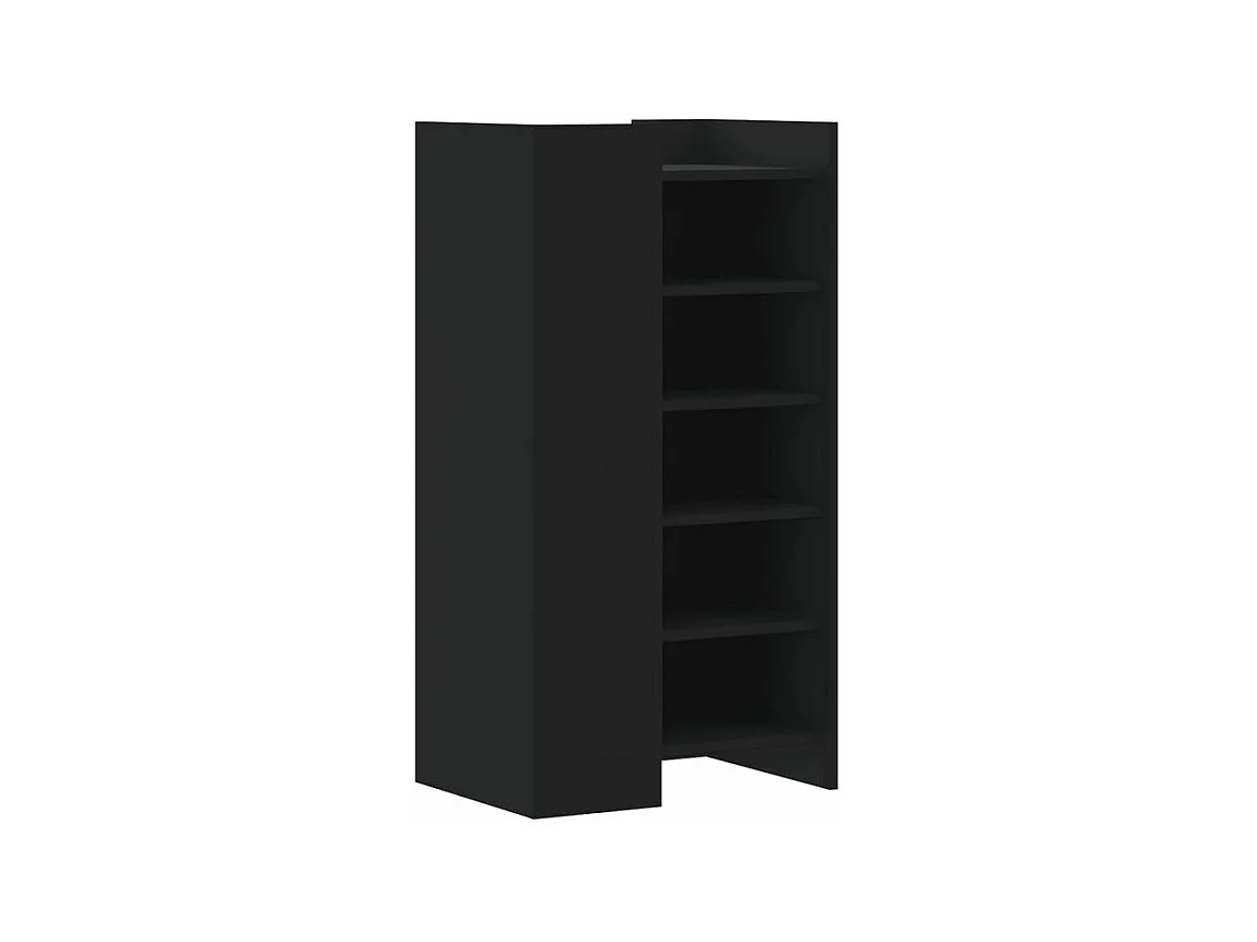 Armoire à chaussures en bois Lika L52xP37.5xH100 - Compacte et moderne-Couleur Noir