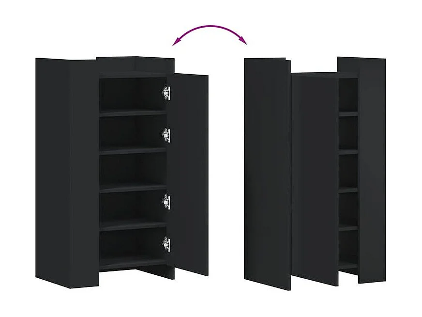 Armoire à chaussures en bois Lika L52xP37.5xH100 - Compacte et moderne-Couleur Noir