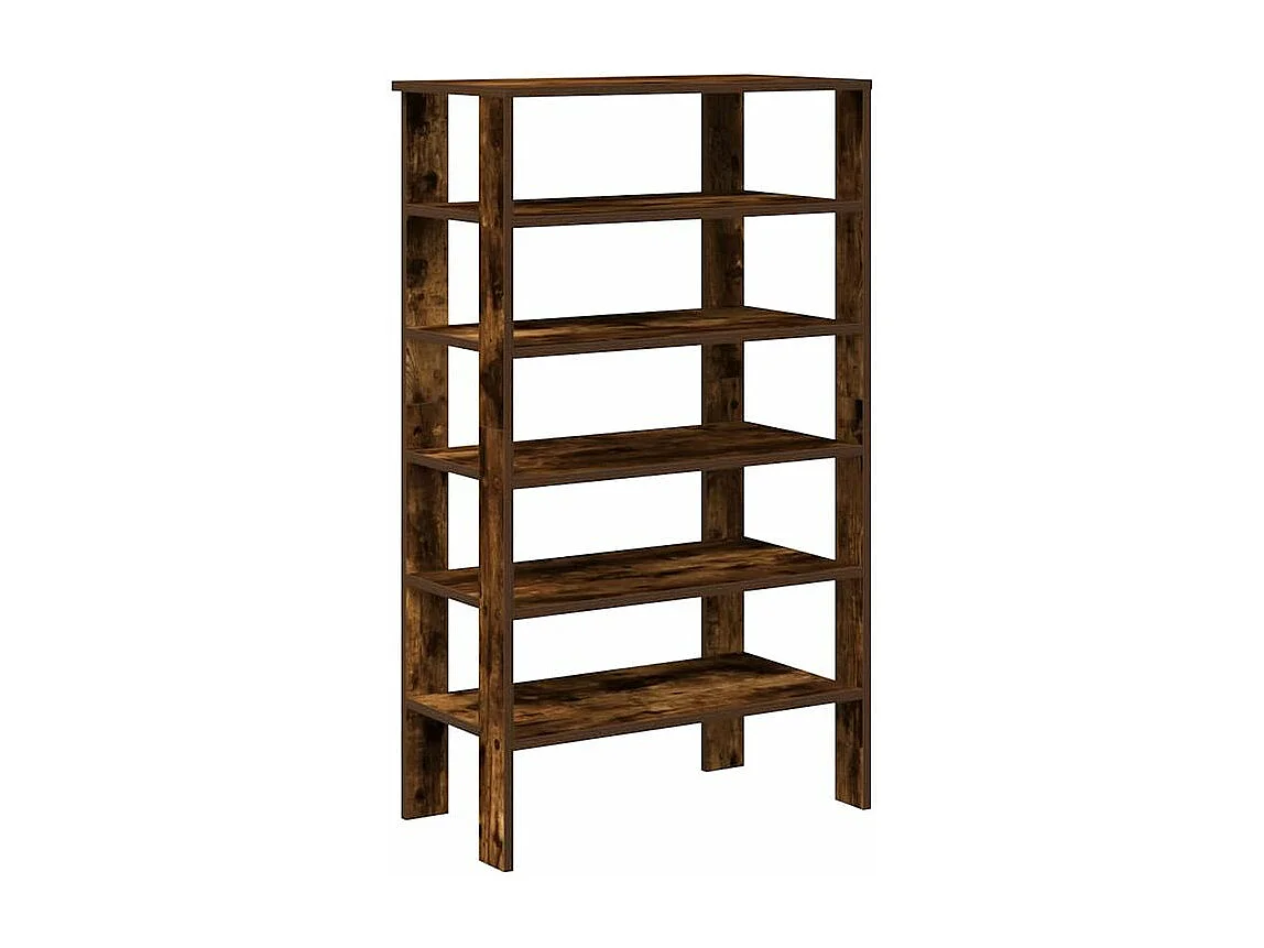 Étagère à chaussures chêne fumé 61x32x105 bois d'ingénierie