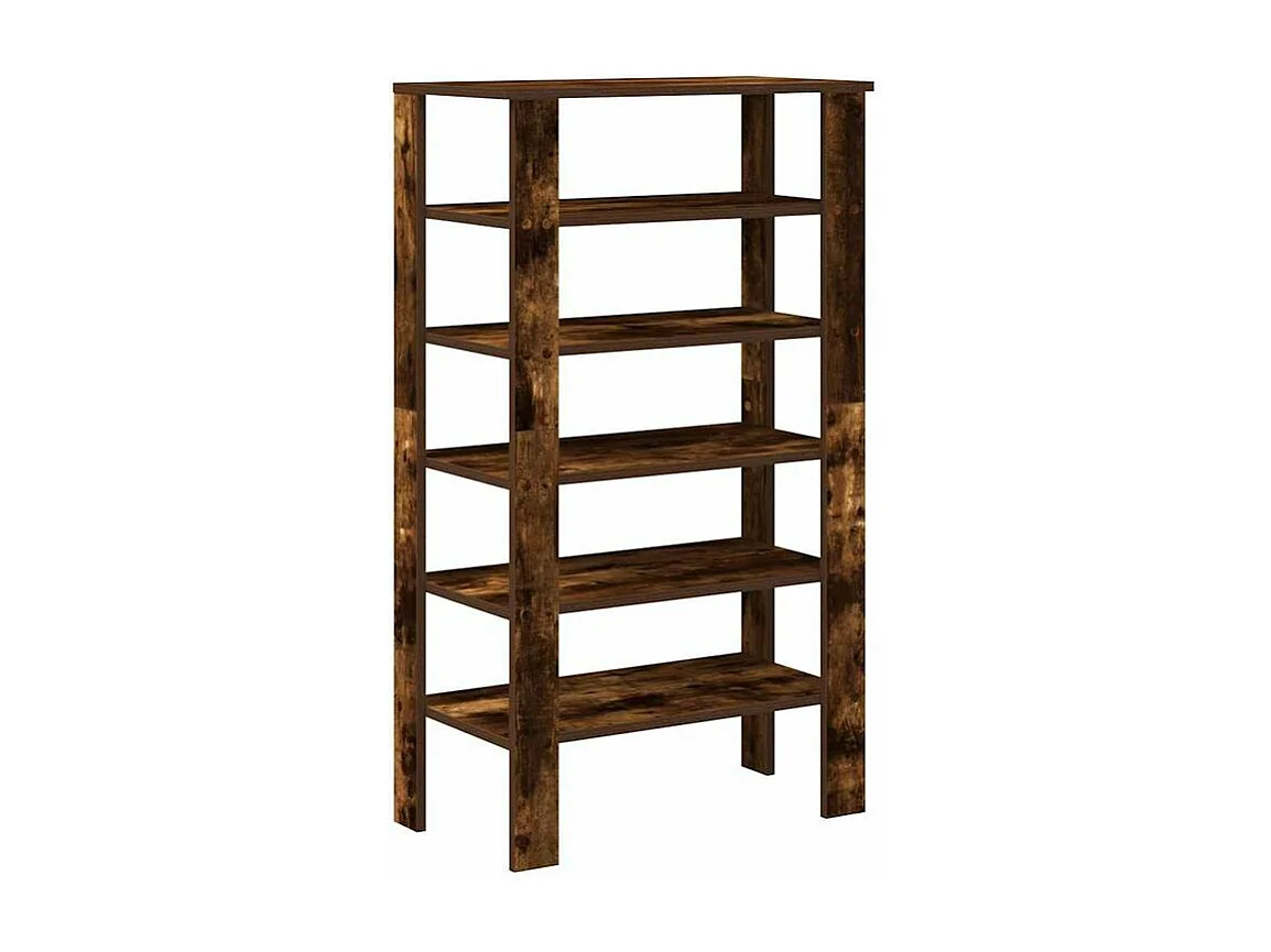 Étagère à chaussures chêne fumé 61x32x105 bois d'ingénierie