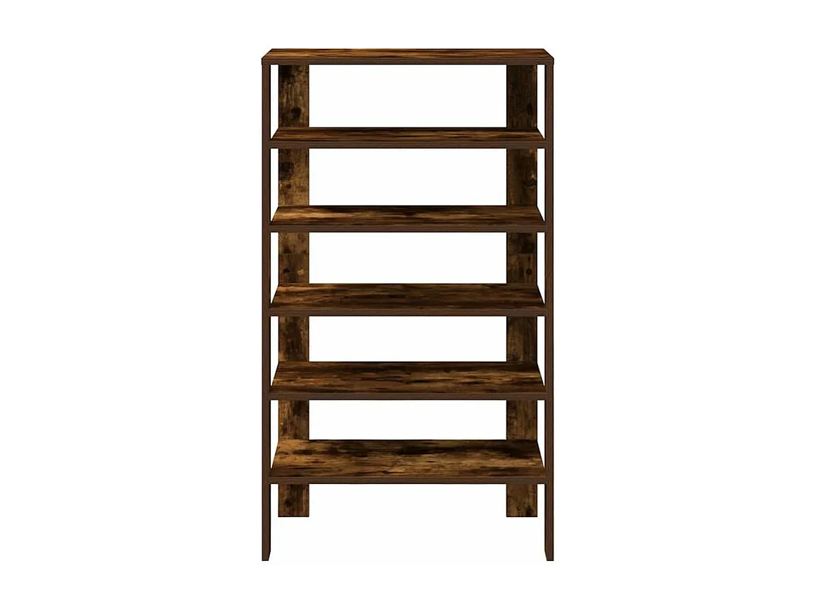 Étagère à chaussures chêne fumé 61x32x105 bois d'ingénierie