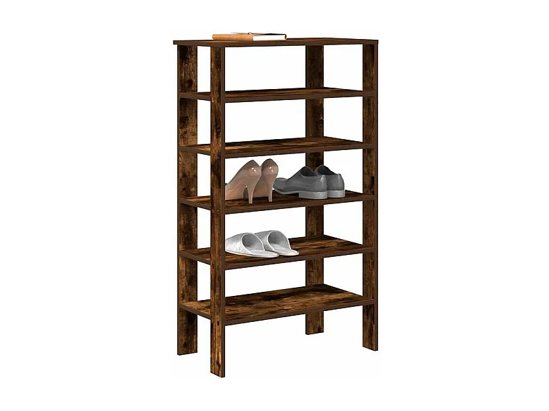 Étagère à chaussures chêne fumé 61x32x105 bois d'ingénierie