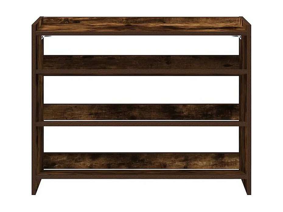 Étagère à chaussures en bois Manda L 80 x H 62cm - Rangement 3 niveaux-Couleur Marron fumé