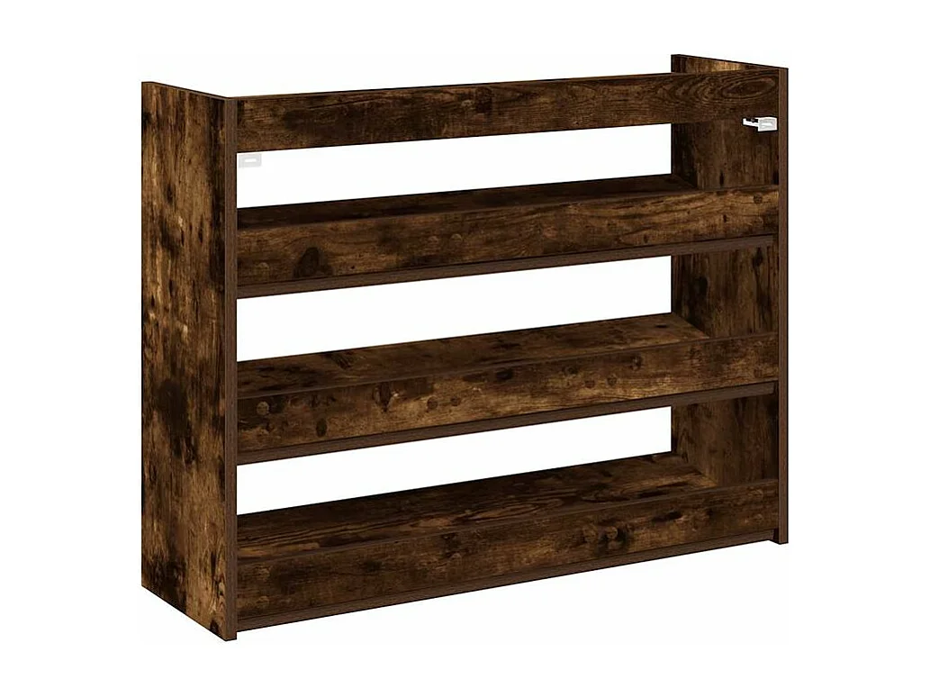 Étagère à chaussures en bois Manda L 80 x H 62cm - Rangement 3 niveaux-Couleur Marron fumé