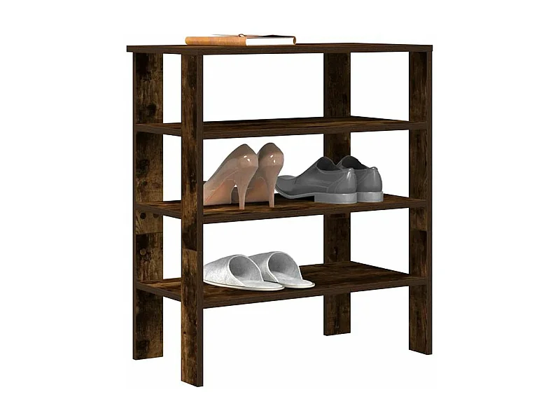 Étagère à chaussures chêne fumé 61x32x70 bois d'ingénierie
