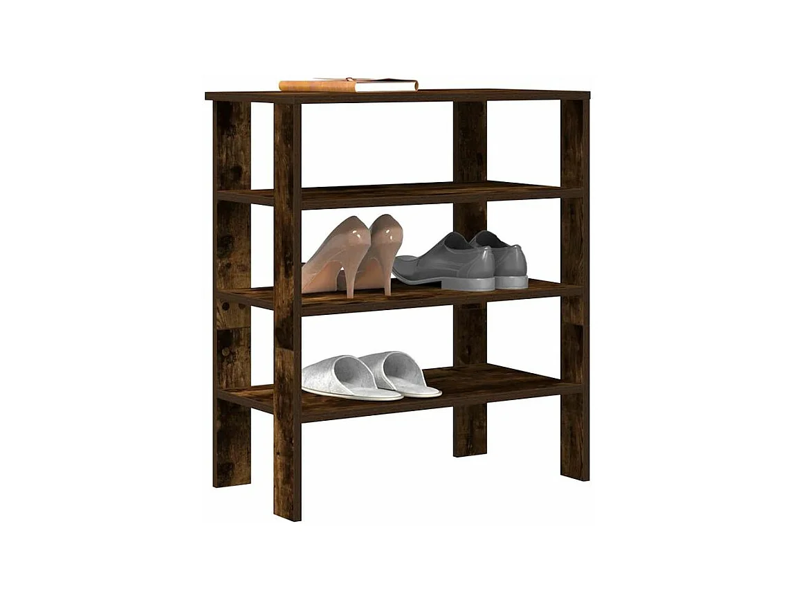 Étagère à chaussures chêne fumé 61x32x70 bois d'ingénierie