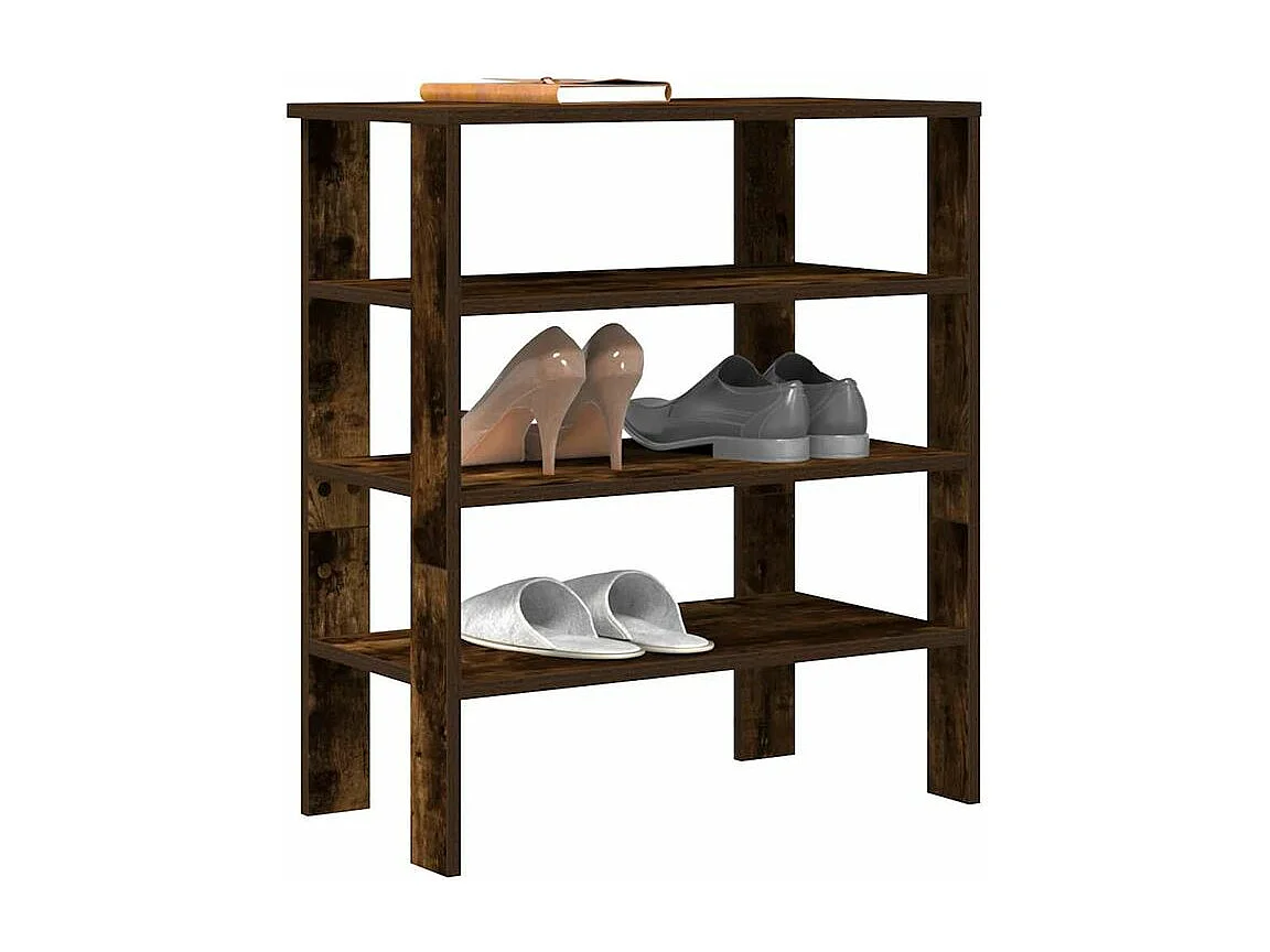 Étagère à chaussures chêne fumé 61x32x70 bois d'ingénierie