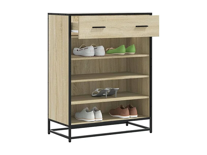 Armoire à chaussures chêne sonoma bois d'ingénierie et métal