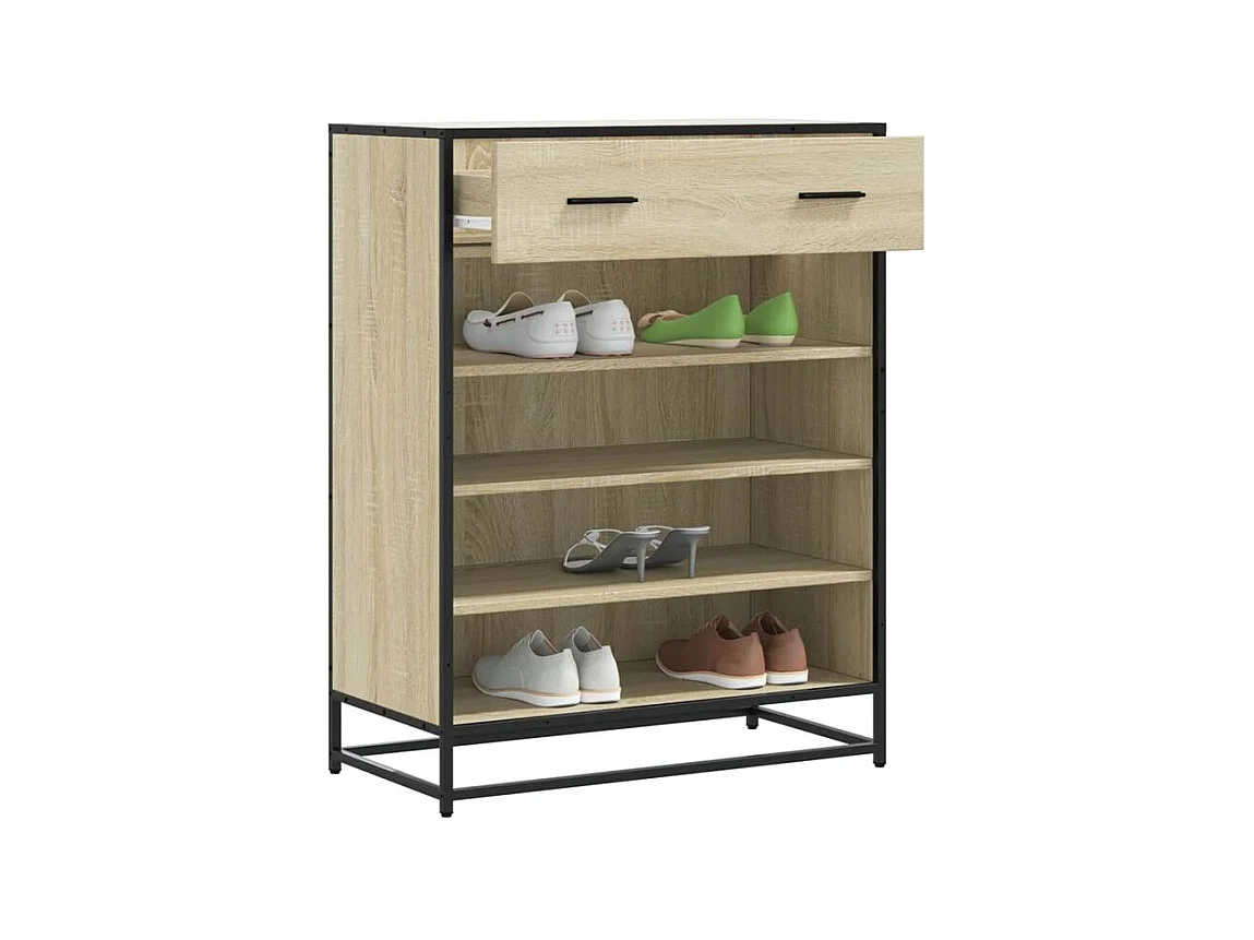 Armoire à chaussures chêne sonoma bois d'ingénierie et métal