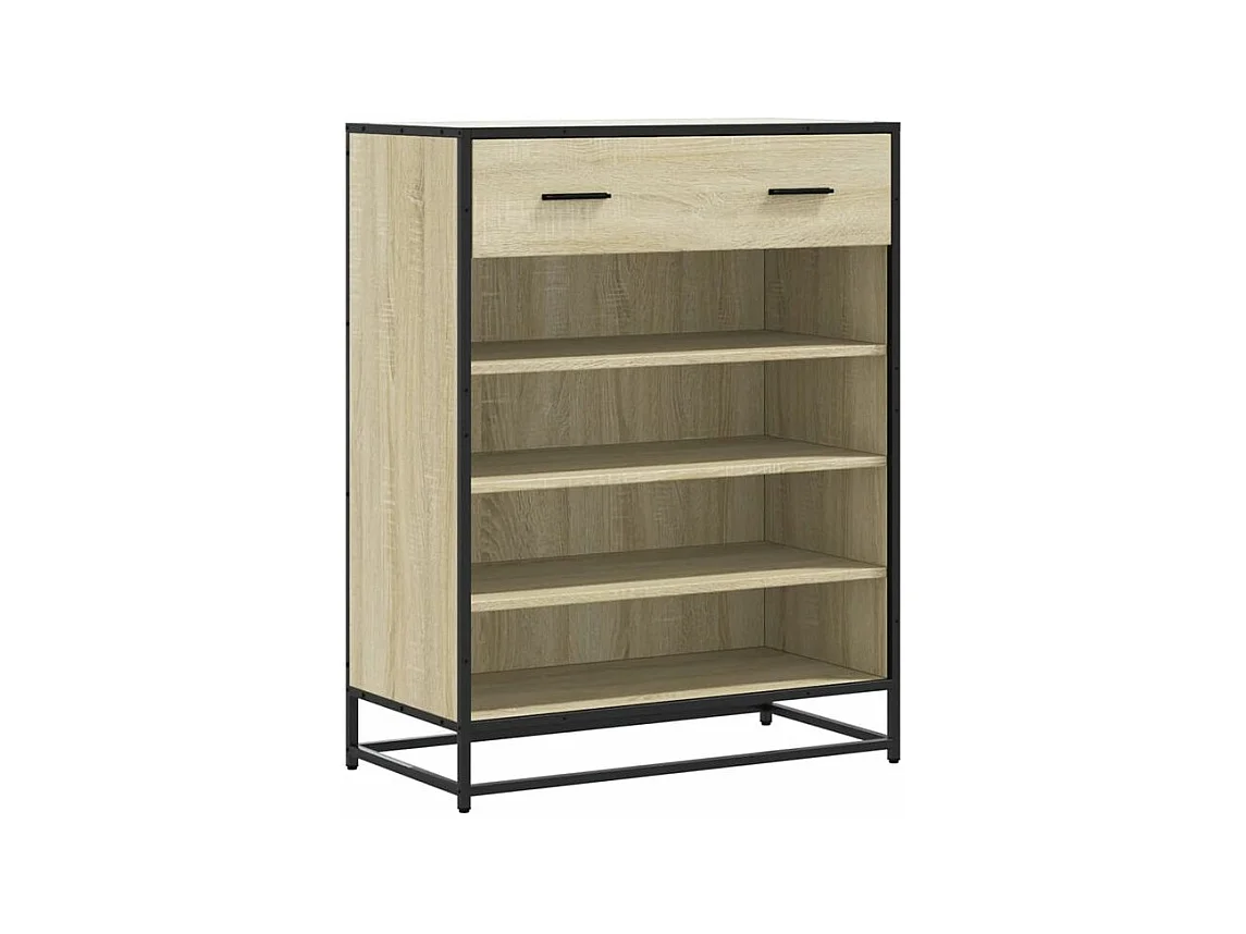 Armoire à chaussures chêne sonoma bois d'ingénierie et métal