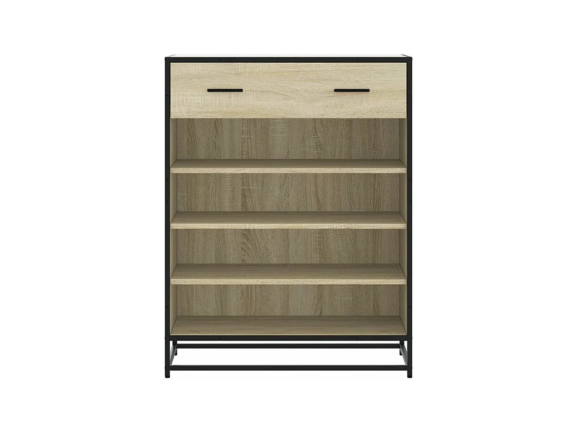 Armoire à chaussures chêne sonoma bois d'ingénierie et métal