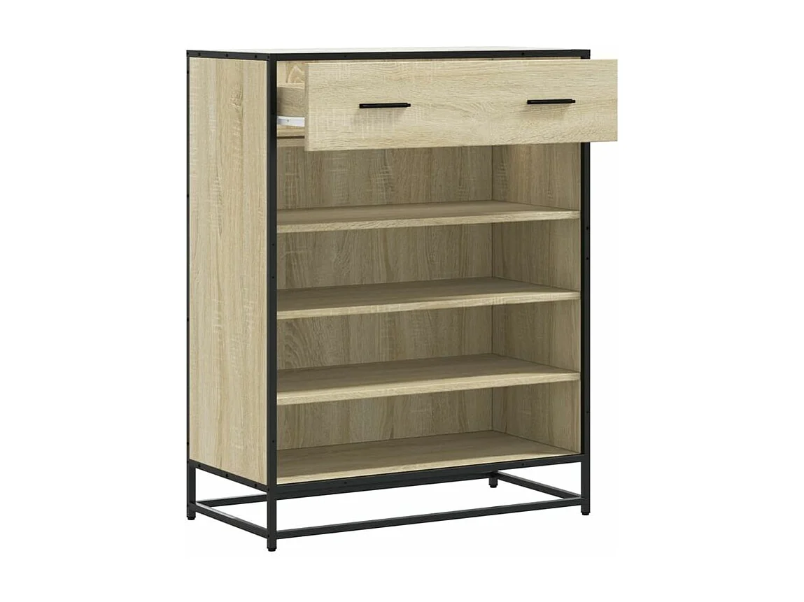 Armoire à chaussures chêne sonoma bois d'ingénierie et métal