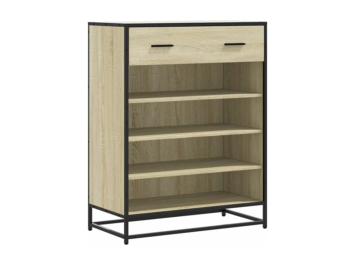 Armoire à chaussures chêne sonoma bois d'ingénierie et métal