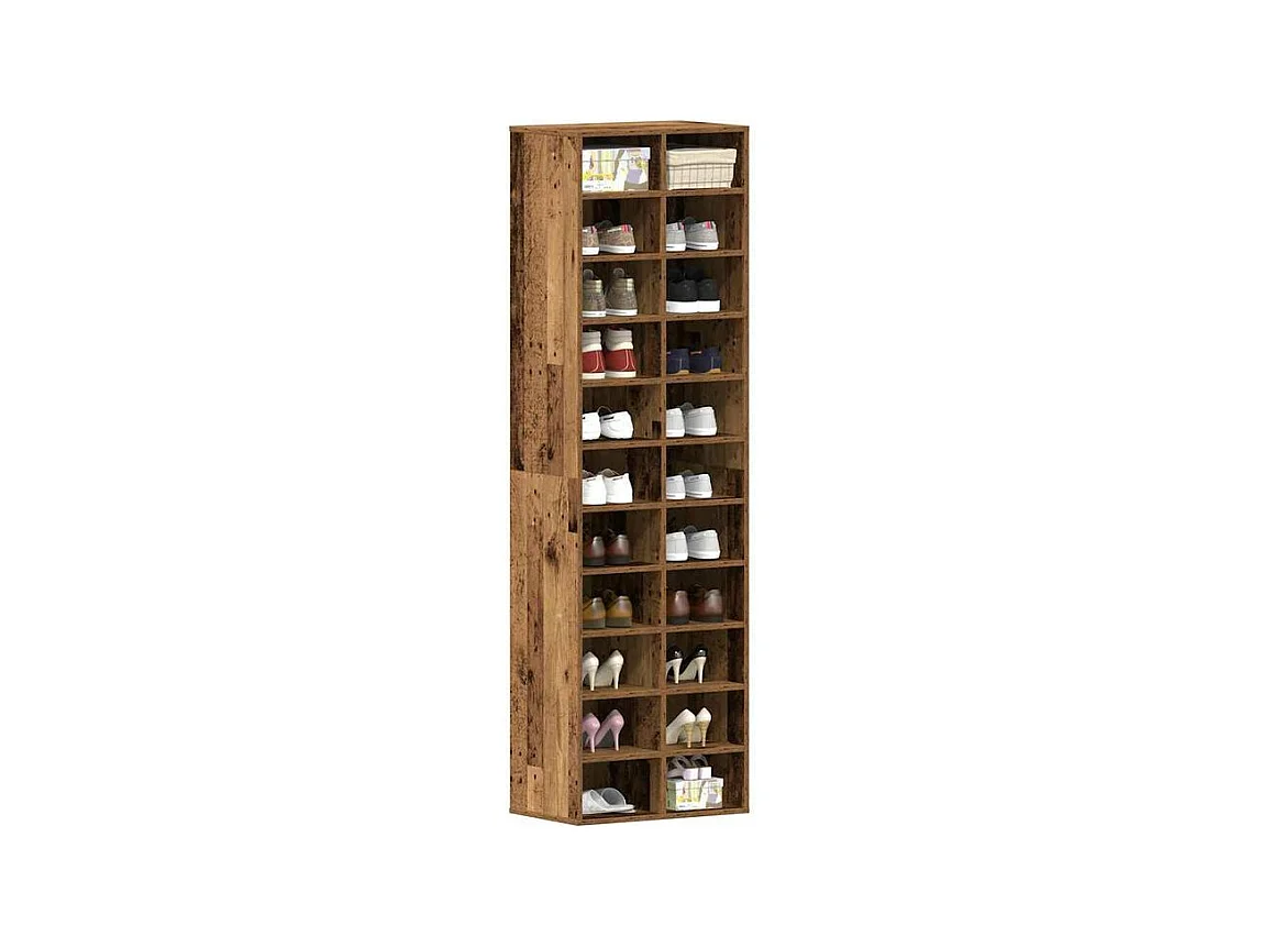 Armoire à chaussures vieux bois 54x34x183 bois ingénierie