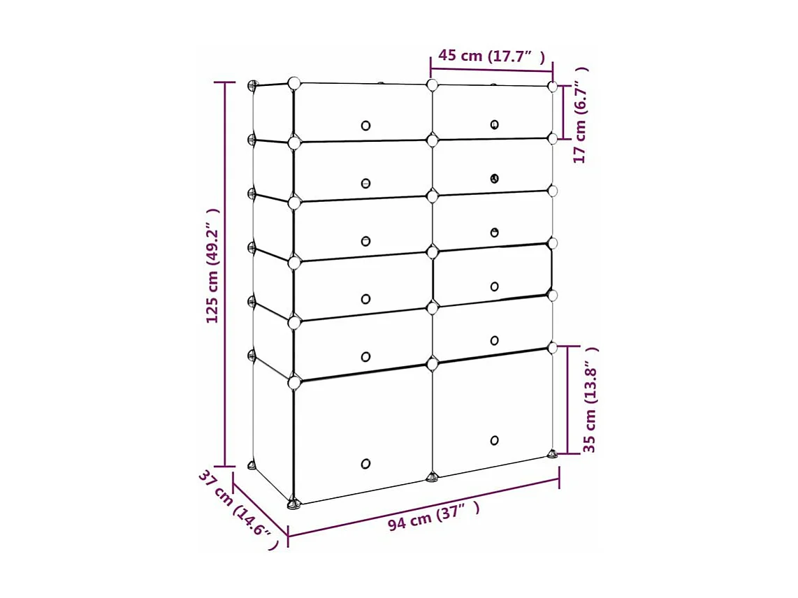 Étagère à chaussures Noir 94x37x125 PP