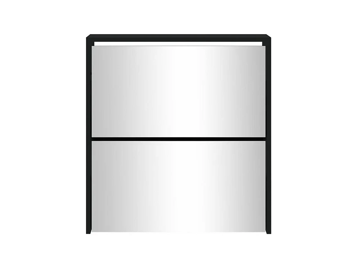 Armoire à chaussures 2 portes rabattables avec miroir Ranka H 67cm – Design moderne et élégant-Couleur Noir