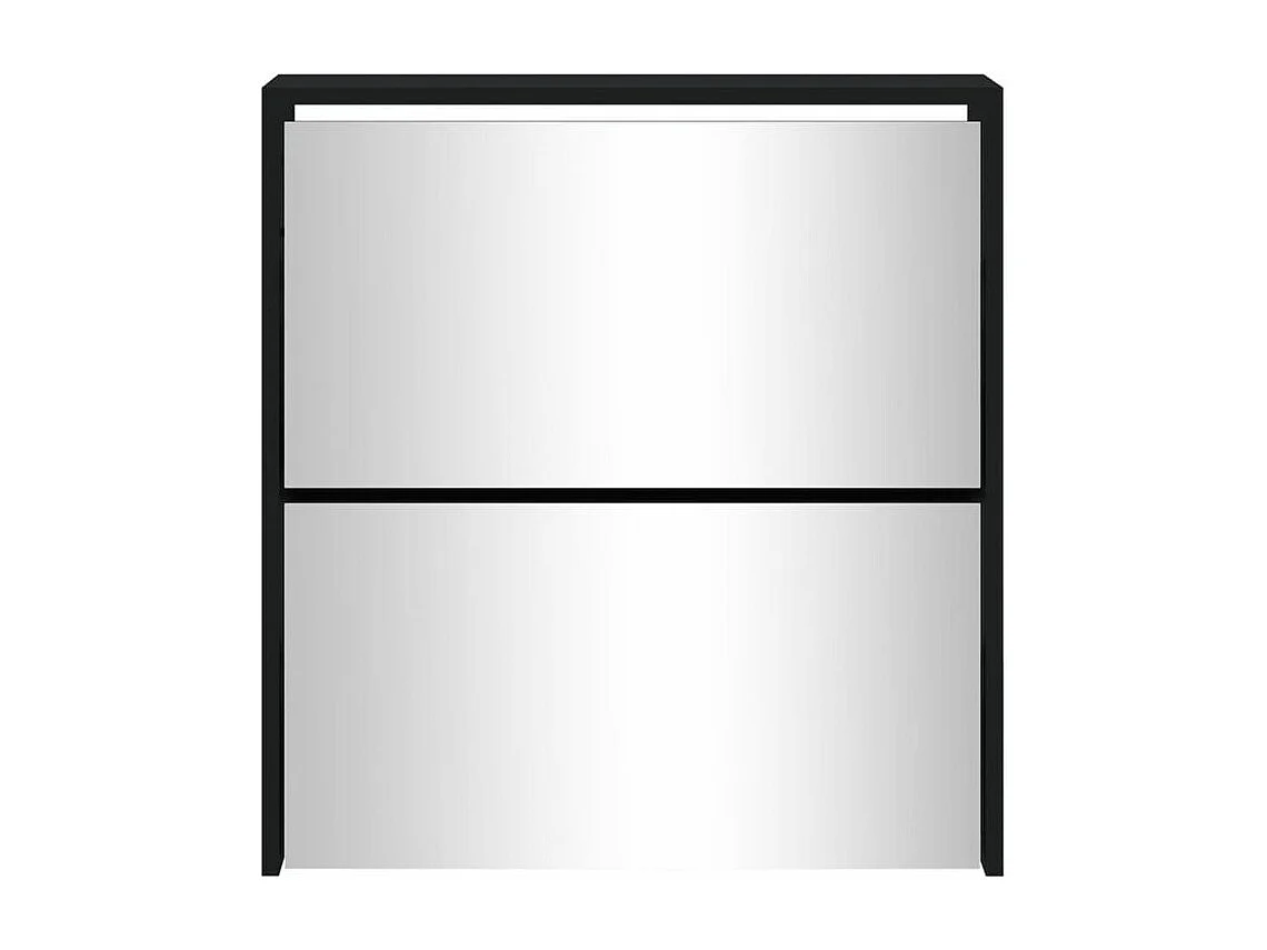 Armoire à chaussures 2 portes rabattables avec miroir Ranka H 67cm – Design moderne et élégant-Couleur Noir