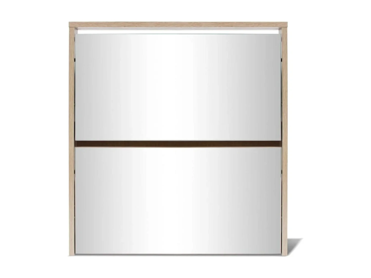 Armoire à chaussures 2 portes rabattables avec miroir Ranka H 67cm – Design moderne et élégant-Couleur Noir