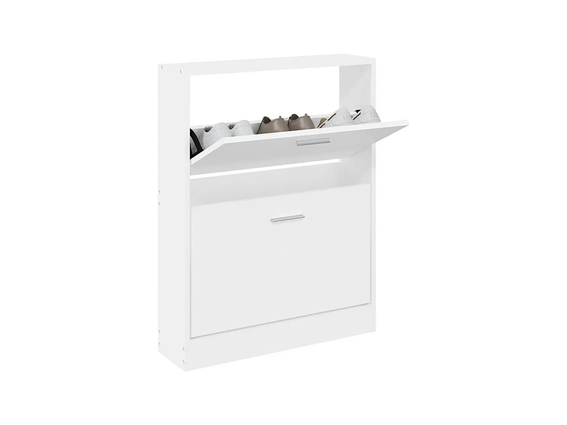 Armoire à chaussures en bois Puerto L59xH81xP17 – 2 portes rabattables-Couleur Blanc