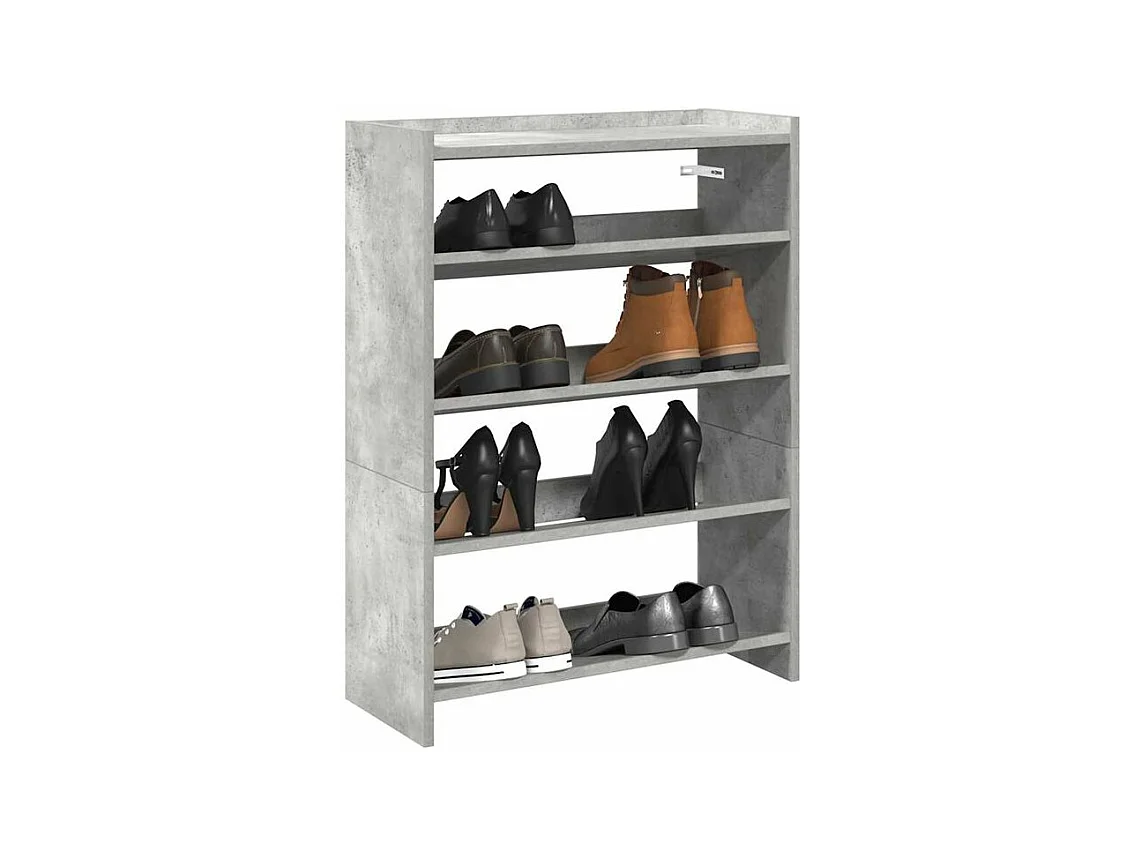 Étagère à chaussures gris béton 80x25x61,5 bois d'ingénierie