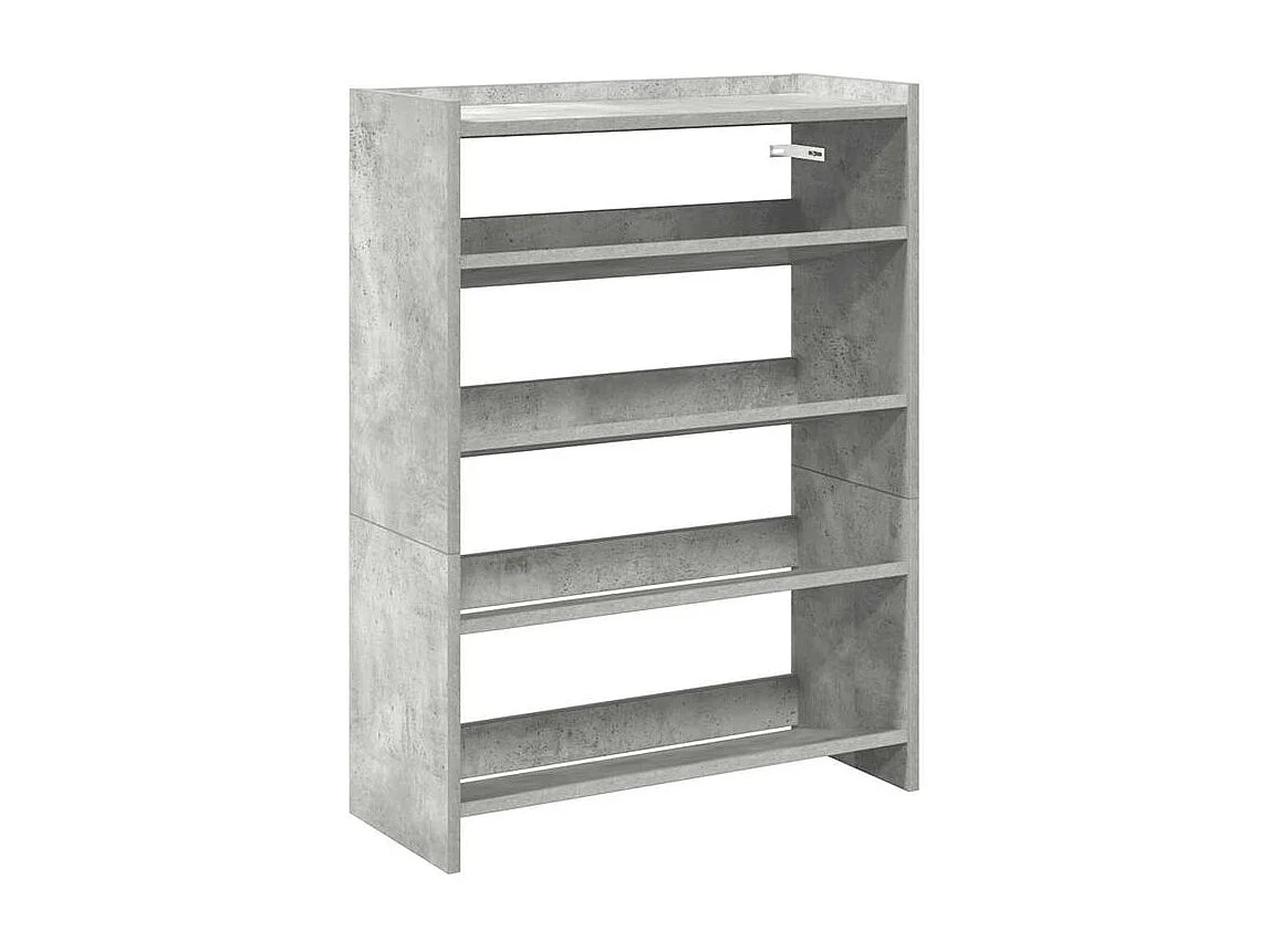 Étagère à chaussures gris béton 80x25x61,5 bois d'ingénierie
