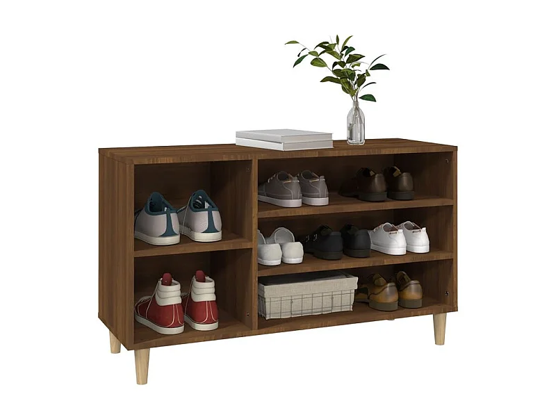 Meuble à chaussures Briko – Style et rangement optimal-Couleur Noyer-Modèle de pieds Naturel