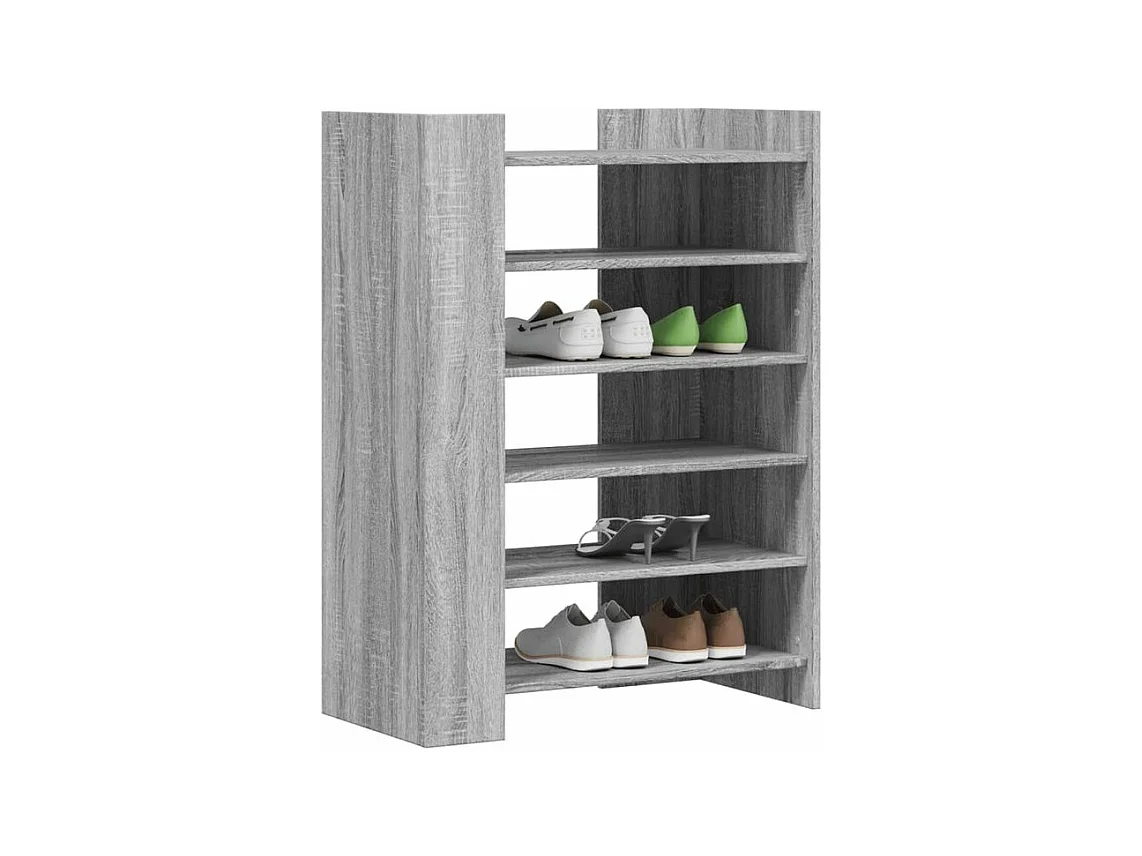 Etagères à chaussures en bois Lizza L75xH100xP38 – Élégance et praticité-Couleur Chêne gris