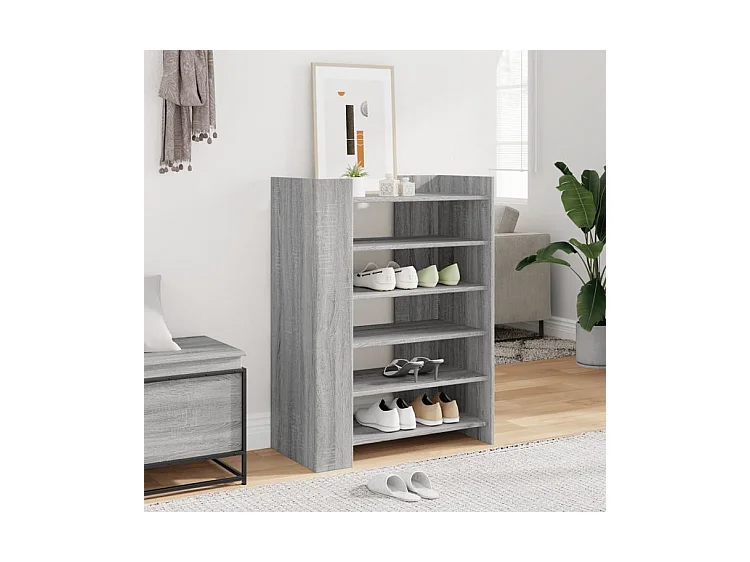 Etagères à chaussures en bois Lizza L75xH100xP38 – Élégance et praticité-Couleur Chêne gris