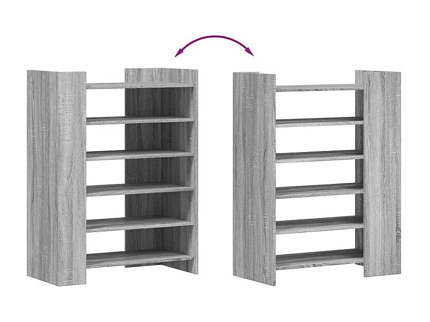 Etagères à chaussures en bois Lizza L75xH100xP38 – Élégance et praticité-Couleur Chêne gris